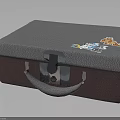 Gray Lid And Red Base Box With Silver Lock Handle And Colorful Stickers