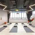 Spacious Yoga Studio Fitness Space With Yoga Mats Large Windows Mirrors And Lighting