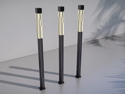 Modern Outdoor Pillar Lights With Sleek Black Design And Illuminated White Panels For Garden 3d model