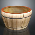Rustic Wooden Barrel With Red Rim And Black Hoops Design Detail