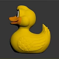 Cute Yellow Rubber Duck Playful Toy Figure With Orange Bill And Black Eyes
