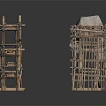 Wooden Storage Shelves With Drying Rack And Hanging Cloth For Home Use