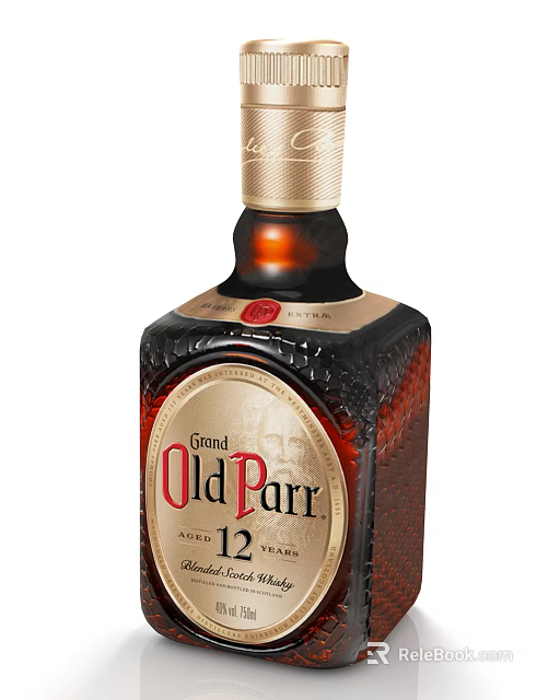 Grand Old Parr 12 Years Aged Whisky Bottle With Premium Classic Design 3d model 