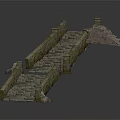 Broken Stone Bridge Structure With Weathered Steps And Fractured Design 3d model