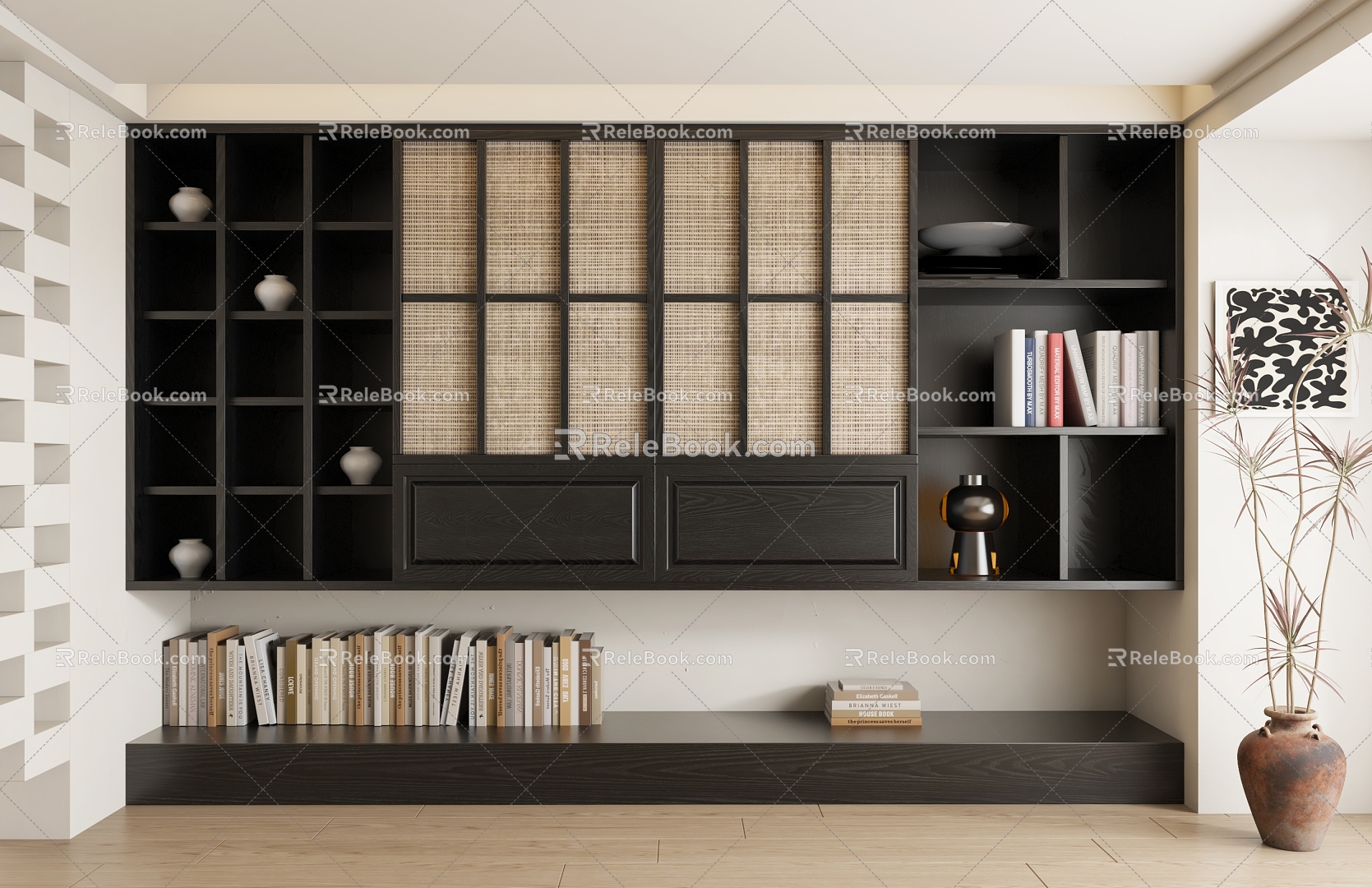 Quiet Wind Bookcase Decorative Cabinet 3d model