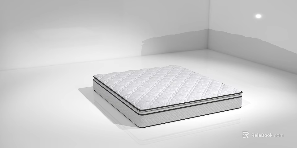 Supportive Quilted Mattress With Diamond Pattern And White Surface In Bright Room 3d model 
