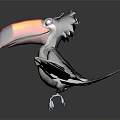 3D Toucan Character With Vibrant Orange Black Beak Grey Body And Blue Feet