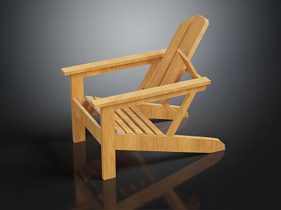 Natural Wooden Folding Chair Furniture With Classic Design And Durable Structure For Outdoor Use 3d model