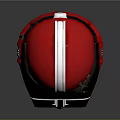 Red White Striped Helmet With Military Style Design Glossy Finish And Black Visor
