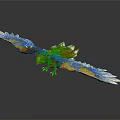 Yellow Eagle Flying with Spread Wings on Dark Background Detailed Feathers