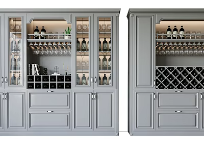 Elegant Modern Wine Cabinet with Glass Doors Wine Bottles and Wine Glass Storage 3d model