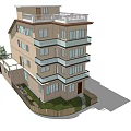 Two Story Detached Villa Exterior Design With Roof Windows Garage Car And Tree