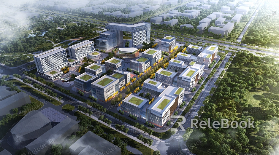 Angle of modern industrial park model