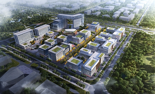 Angle of modern industrial park 3d model