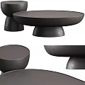 Black Round Coffee Table With Modern Unique Base Design And Smooth Surface 3d model