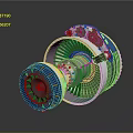 Detailed Aircraft Engine Cutaway View Showing Turbine Blades And Internal Components