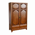 Classic Wooden Wardrobe with Carved Patterns Double Doors Brass Hardware and Drawers