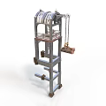 Small Mechanical Hoist Device With Metal Frame Wheels Chain And Hook Structure