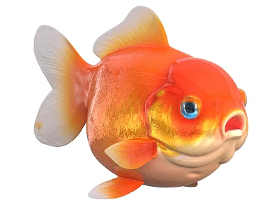 Vibrant Orange Goldfish With Blue Eyes And Shiny Round Body 3d model