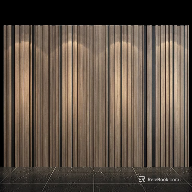 Modern Textured Background Wall With Vertical Stripes And Light Shadow 3d model 