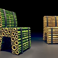 Bamboo Tube Stacked Single Chair with Green and Yellow Bundled Structure
