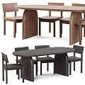 Modern Wooden Dining Table And Chairs Set With Walnut Finish And Minimalist Design