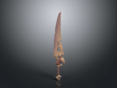 Decorative Bladed Weapon With Unique Hole Design And Ornate Handle 3d model