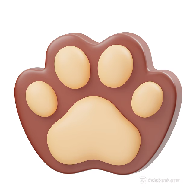 Paw Print Shaped Decorative Ornament Set with Brown and Beige Color for Home Decoration 3d model 