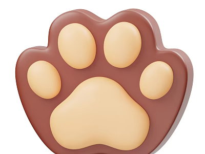 Paw Print Shaped Decorative Ornament Set with Brown and Beige Color for Home Decoration 3d model