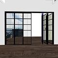 Glass Folding Doors with Black Frame Modern Interior Wooden Floor City View Balcony Access