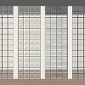 Modern Glass Partition Wall Design With Textured Panels And Geometric Patterns 3d model