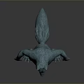 Blue Wolf Like Standing Creature 3D Rendered Model With Fur Texture In Upright Posture