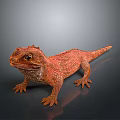 Vibrant Red Lizard With Spiky Head And Shiny Scales Standing On Dark Background