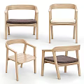 Modern Wooden Leisure Chairs With Armrests And Different Colored Seat Cushions