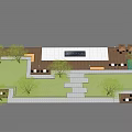 Scenic Residential Landscape With Lush Trees Green Lawn Walkways Benches Pavilion And Lampposts