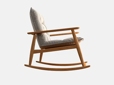 Modern Comfortable Rocking Chair With Wooden Frame And Padded Backrest Design 3d model