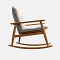 Modern Comfortable Rocking Chair With Wooden Frame And Padded Backrest Design