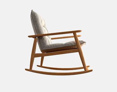 Modern Comfortable Rocking Chair With Wooden Frame And Padded Backrest Design 3d model