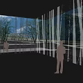 Modern Commercial Complex With Contemporary Architectural Design Glass Curtain Walls Surrounding Trees Pedestrian Plaza Area
