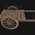 Cart earth cart truck two-wheeler game cart racket wood cart wood cart wood trailer ancient wooden cart low face number low model simple model realistic 3d model