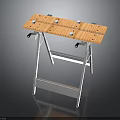 Portable Folding Table With Wooden Top And Metal Frame For Home Use