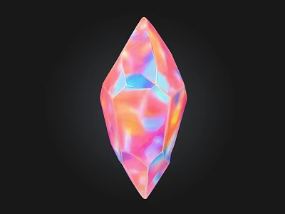 Colorful Geometric Stone Prism With Vibrant Iridescent Pink Blue Orange Hues 3d model