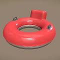 Red Round Furniture With Black Handles And Side Protrusion Feature
