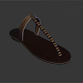 Comfortable Brown T Strap Flip Flop Shoes With Soft Gray Sole And Striped Straps