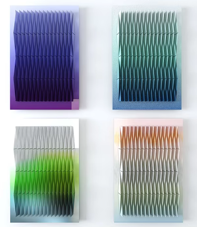Modern Textured Wall Decor With Purple Teal Green Orange Gradient Folded Patterns For Interior 3d model