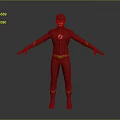 The Flash Superhero Character In Red Costume With Lightning Symbol Standing Pose Arms Outstretched