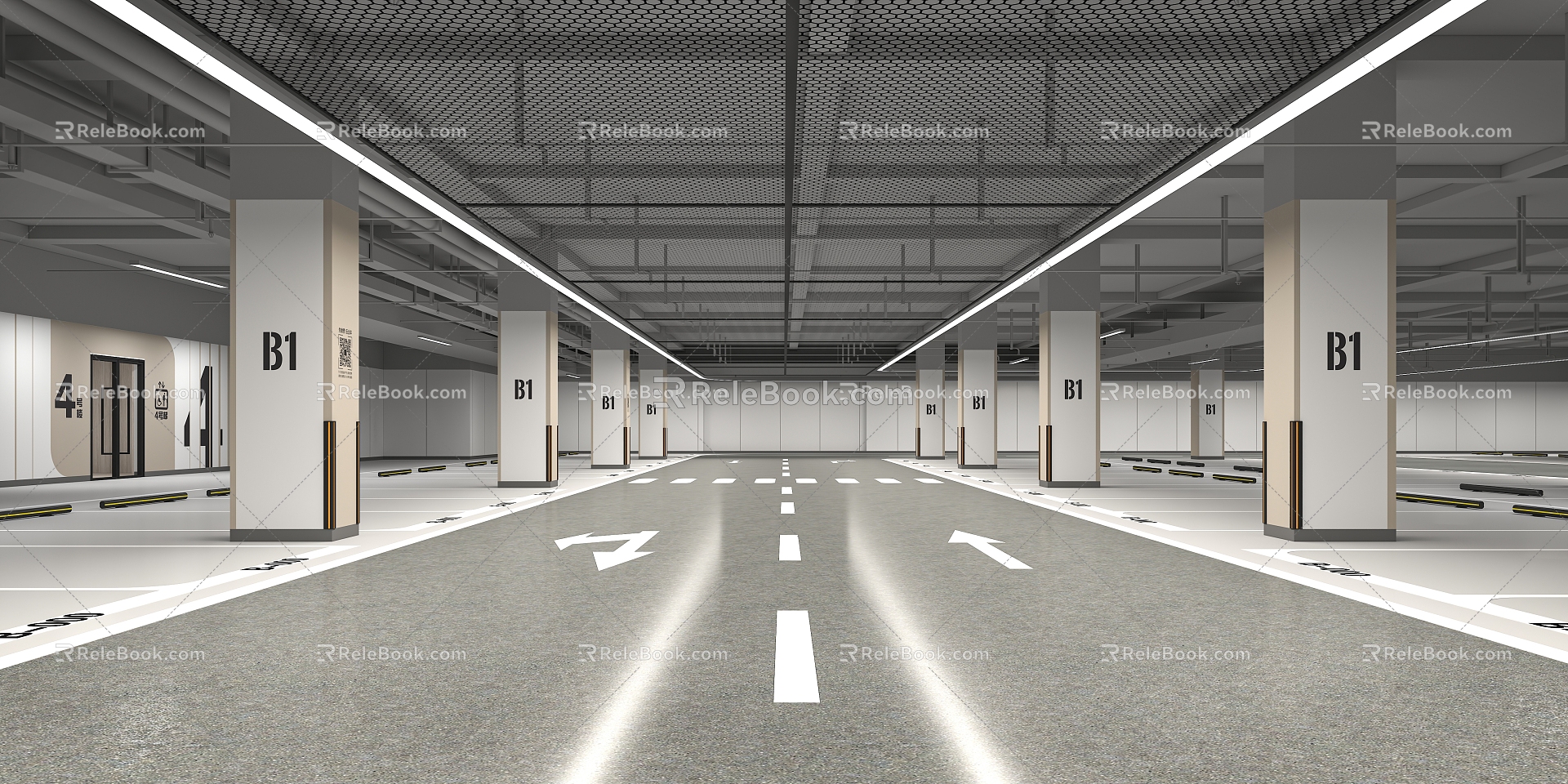 Garage Parking Lot Basement Underground Garage Underground Traffic Traffic Facilities Traffic Line Traffic Signs 3d model