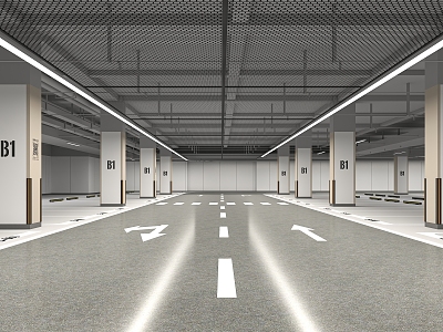 Garage Parking Lot Basement Underground Garage Underground Traffic Facilities Traffic Line Traffic Signs 3d model