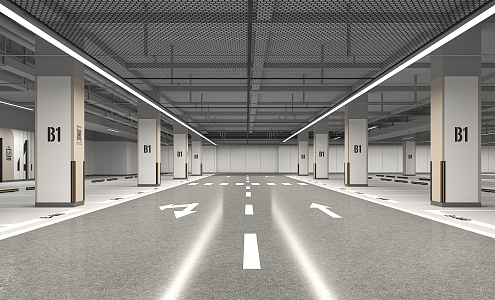 Garage Parking Lot Basement Underground Garage Underground Traffic Facilities Traffic Line Traffic Signs 3d model