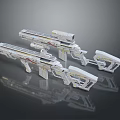 Futuristic White Sci Fi Weapons With Detailed Design And Reflective Scope 3d model